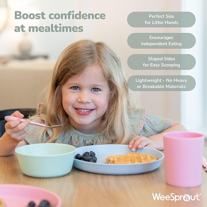 WeeSprout Bamboo Plates with Silicone Lids, Kid-Sized Dinnerware, Leftovers & - Image 4