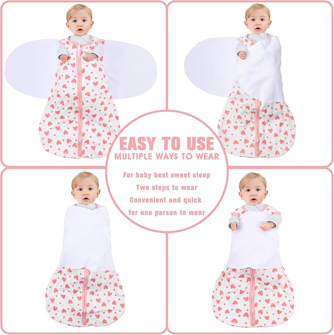 Newborn Sleep Sack Baby Swaddle, 0-3 Months, 3-Way Adjustable Wearable Blanket - Image 3