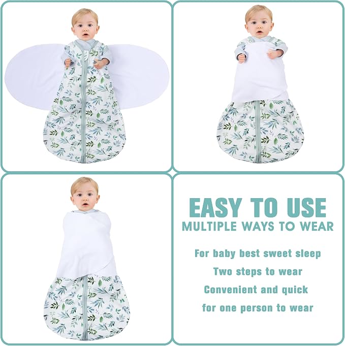 Newborn Sleep Sack Baby Swaddle, 3-6 Months, 3-Way Adjustable Wearable Blanket - Image 3