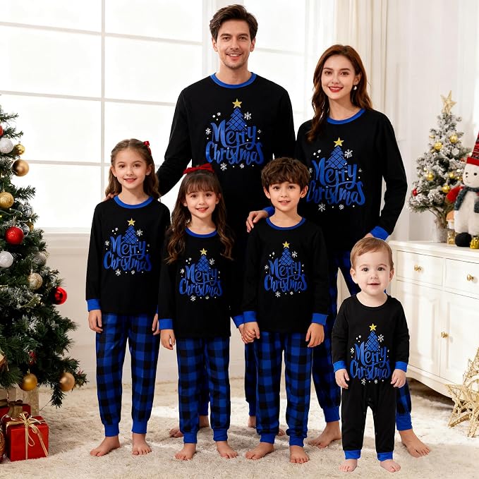 Awoscut Christmas Family Matching Pajamas Christmas Pjs Holiday Nightwear - Image 2