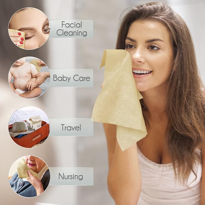 Bamboo Rayon Disposable Face Towel Biodegradable Large Dry Face Wipes 240 Count - Image 6