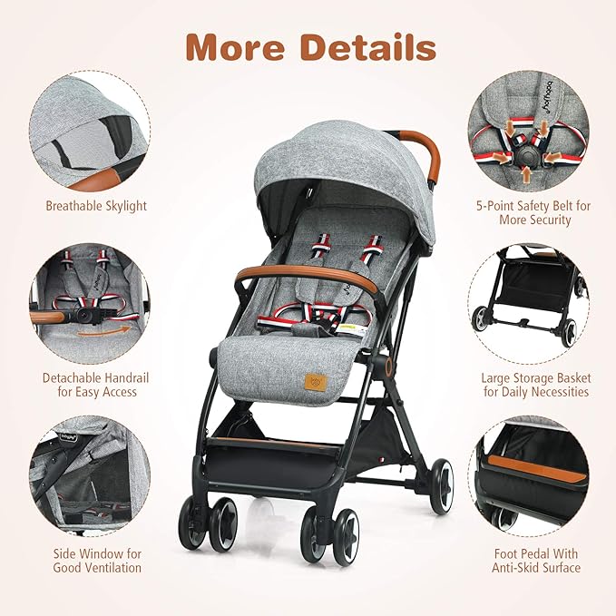 BABY JOY Lightweight Baby Stroller, Compact Toddler Travel Stroller - Image 2