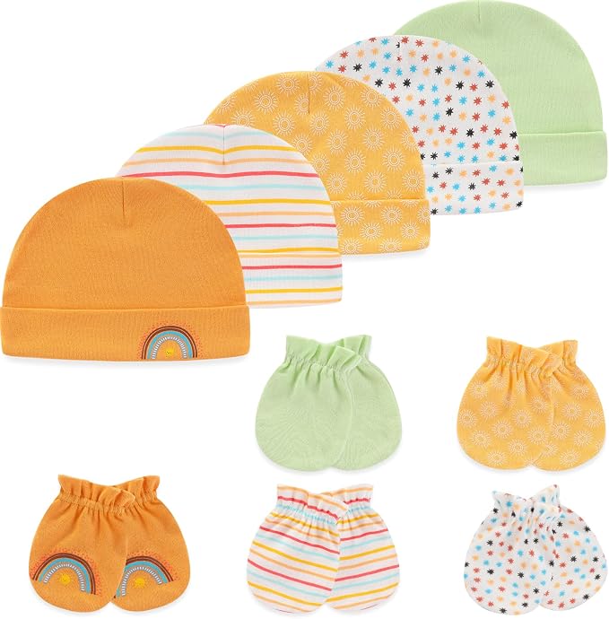 Baby Hat and Mittens Set Newborn Baby Hats Caps by MAMIMAKA