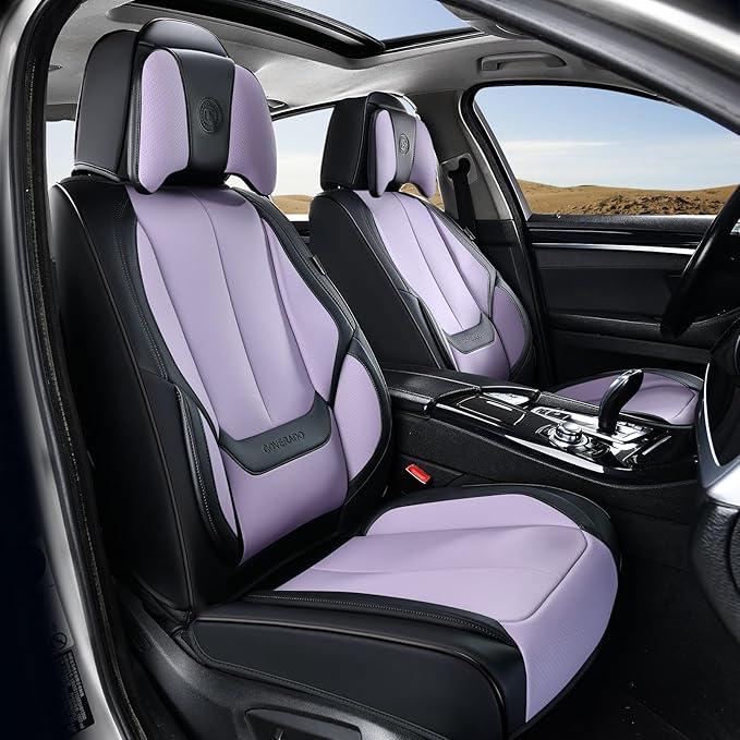 Coverado Universal Seat Covers Front, Waterproof Nappa Leather Car Seat Covers by COVERADOAUTO