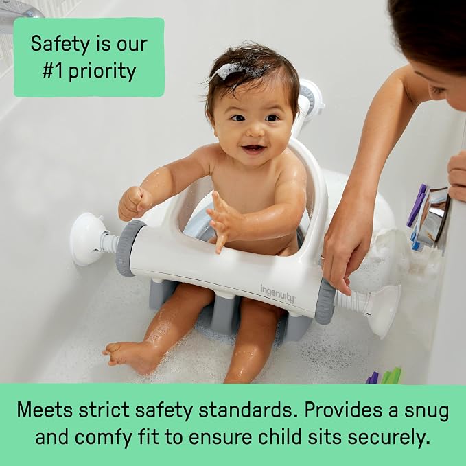 Ingenuity My Bath Seat for Sit-Up Baby Bathing, Sure & Secure Suction Cups - Image 3