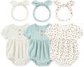 Newborn Baby Girl Clothes Cotton Bubble Romper Floral Short Sleeve Bodysuit 3 by MAMIMAKA