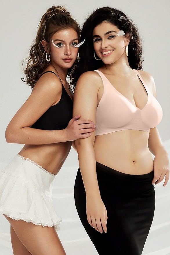 OEAK Womens Deep V Bras Wireless Comfortable Bra Supportive No Underwire Bras - Image 8