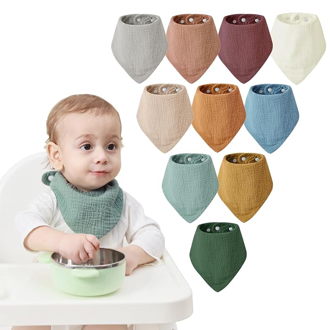 JELLYMONI 10 Pack Muslin Drool Bibs by JELLYMONI