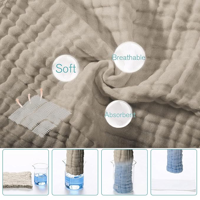 Yoofoss Muslin Burp Cloths for Baby 10 Pack 100% Organic Cotton Baby Washcloths - Image 4