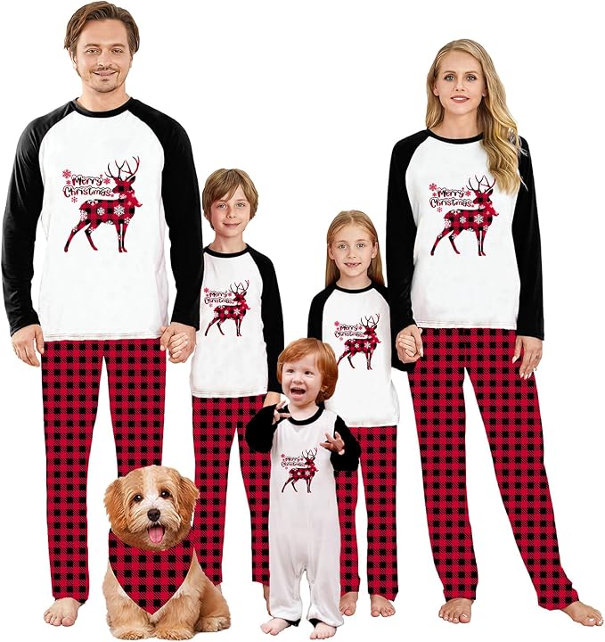 Awoscut Christmas Family Matching Pajamas Christmas Pjs Holiday Nightwear by Awoscut