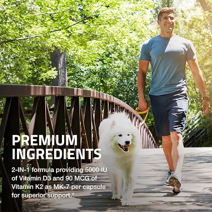 Bronson Vitamin K2 D3 Supplement Non-GMO Formula Vitamin D3 5000IU & 90 mcg K2 - Image 4