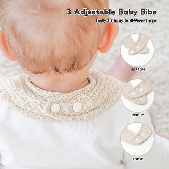 Susurration Muslin Baby Drool Bibs 10Pack Soft Square Adjustable Bandana Bibs - Image 5