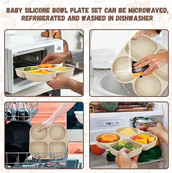 Silicone Baby Feeding Set, Baby Led Weaning Supplies, Baby Food Tableware - Image 6