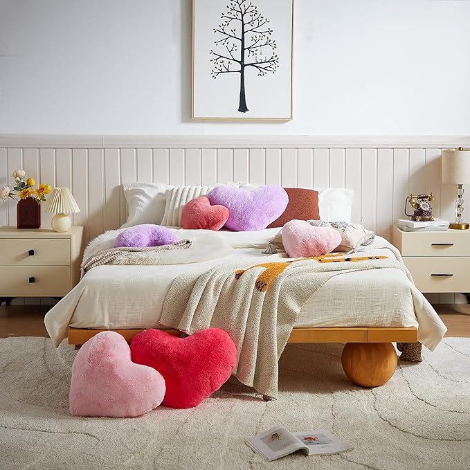 EastTree Heart Pillows, Bean Paste Pink Heart Shaped Pillows, Love Throw - Image 8