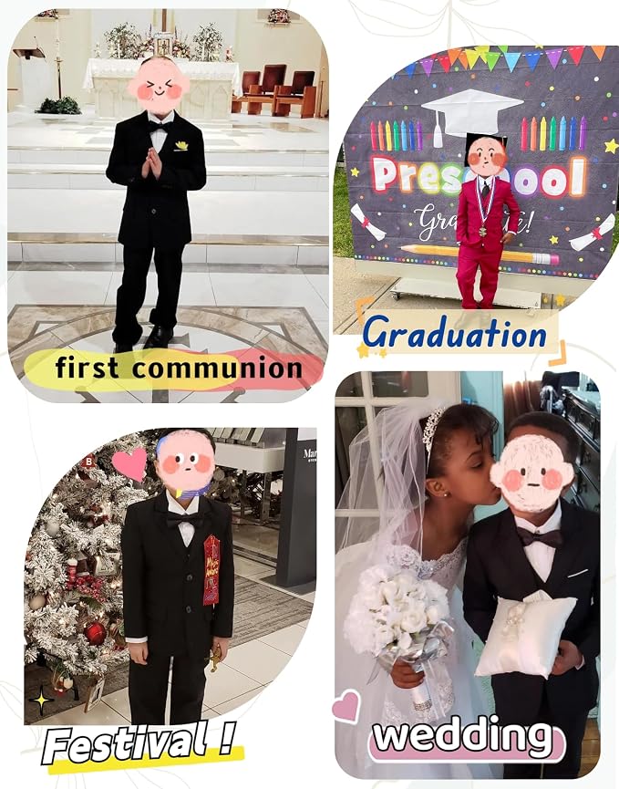 YuanLu Boys Suit for Kids Tuxedo Wedding Ring Bearer Outfit, 5 Piece Boy Slim - Image 6