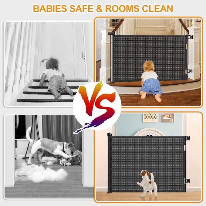 71 Inch Retractable Baby Gates Extra Wide, 41 Inch Reinforced Extra Tall Gate - Image 4