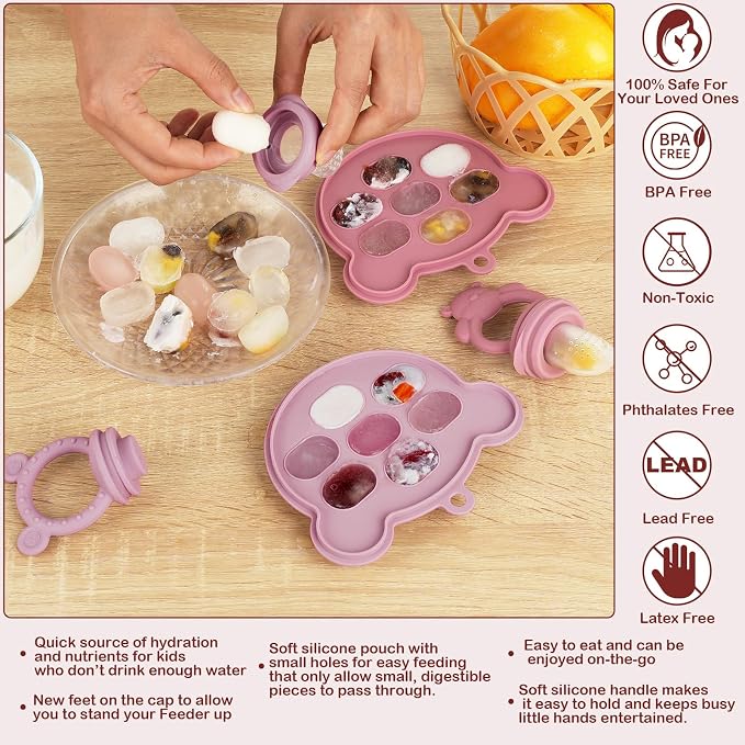 WAJIAYON Baby Breastmilk Popsicle Molds & Baby Fruit Feeder, Infant Food - Image 6