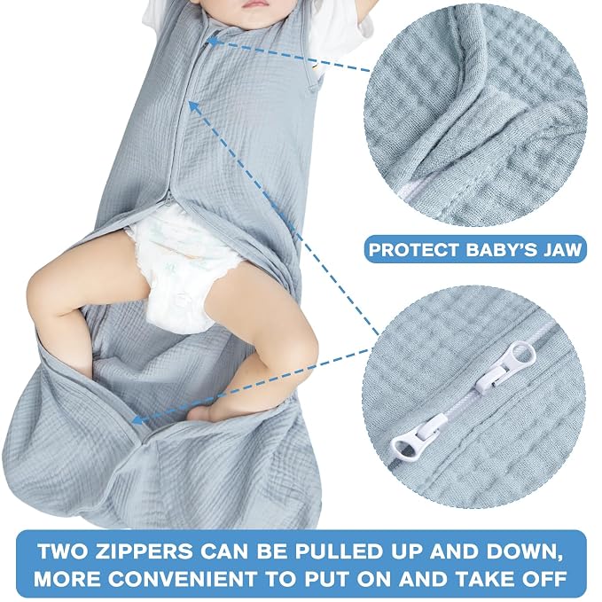 2 Pack Baby Sleep Sack 18-24 Months 100% Organic Cotton Muslin Baby Sleeping - Image 3