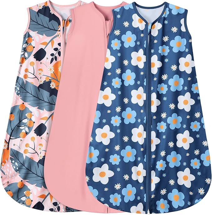 3 Pack Baby Sleep Sack 100% Rayon Cotton Baby Sleeping Bag 2-Way Zipper Toddler by BSTOPPT