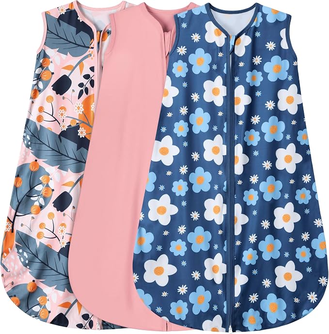 3 Pack Baby Sleep Sack 100% Rayon Cotton Baby Sleeping Bag 2-Way Zipper Toddler by BSTOPPT