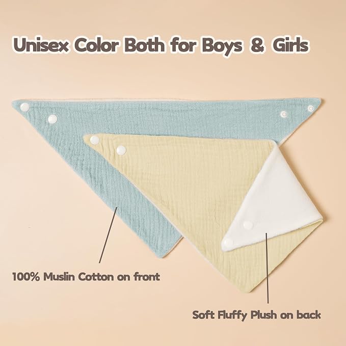 Susurration Muslin Baby Bibs 10Pack Baby Bandana Drool Bibs Soft Adjustable - Image 7