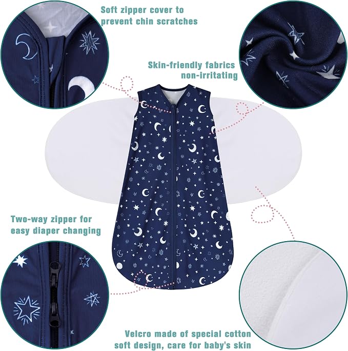 Newborn Sleep Sack Baby Swaddle, 0-3 Months, 3-Way Adjustable Wearable Blanket - Image 5