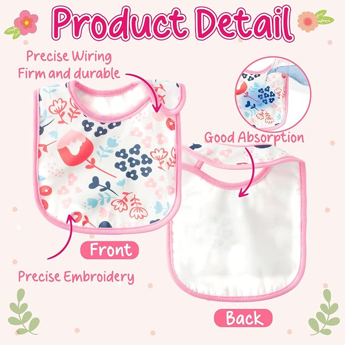 7Pcs Cotton Waterproof Baby Bibs Hook Loop Closure Newborn Bib Keepsake Baby - Image 3
