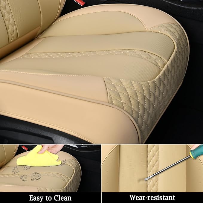 Doogo Front Seat Covers, Leather Car Seat Covers 2-Pack, Waterproof Universal - Image 6