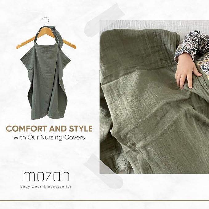 MOZAH 100% Organic Cotton Muslin Nursing Cover - Image 2