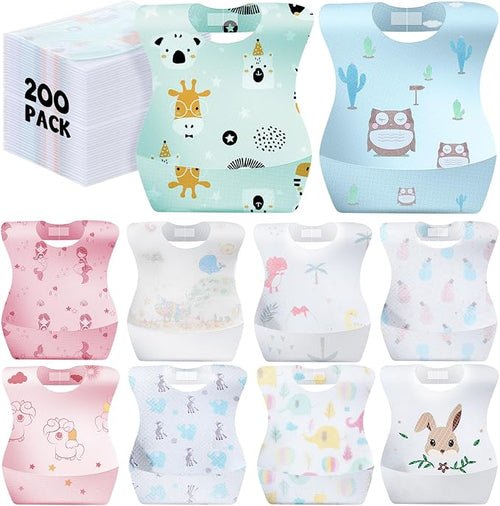100/200 Pcs Disposable Baby Bibs Bulk Travel Feeding Bib Soft Food Catcher by Floraltop
