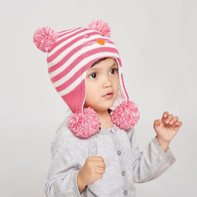 LANGZHEN Toddler Kids Infant Winter Hat, Earflap Knit Warm Cap Fleece Lined - Image 3