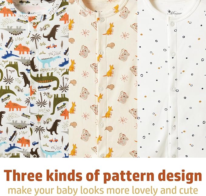 3-Pack 100% Cotton Baby Boy Rompers, 0-24Months Short Sleeve Toddler Romper - Image 3