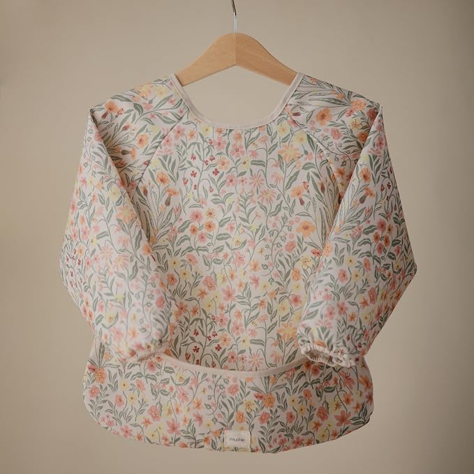 mushie Long Sleeve Baby Bib | Water Resistant Adjustable Fit - Image 2
