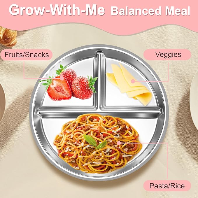 Bella's Friends Stainless Steel Toddler Plates Silicone Suction, 3 Packs - Image 5