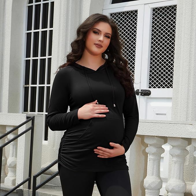 GINKANA Maternity Hoodie Long Sleeves Shirts Casual Maternity Top Pregnancy - Image 5