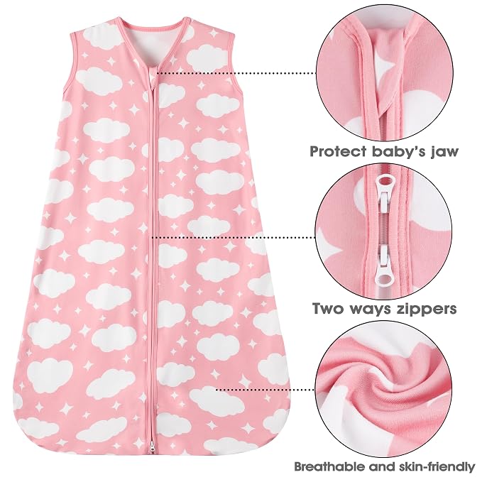 Baby Sleep Sack 0-6 Months Baby Wearable Blanket 100% Rayon Cotton 2-Way Zipper - Image 5