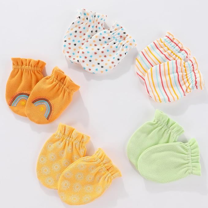Newborn Baby Boy Girl Caps Mittens Socks Set Cotton Baby Essentials Accessories - Image 3