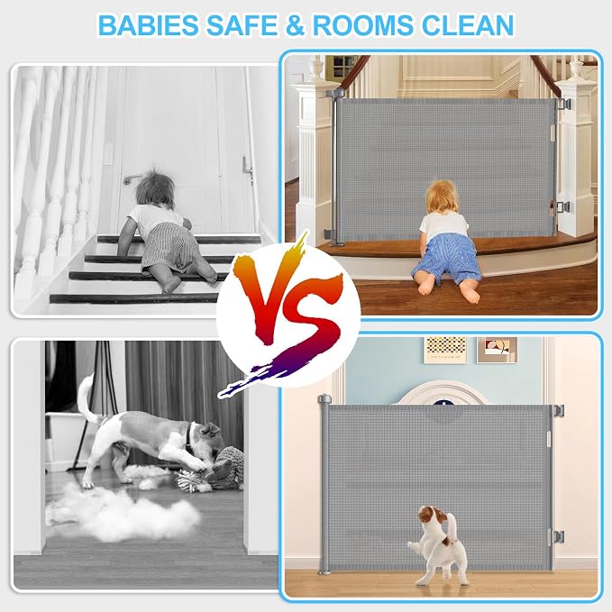 55 Inch Retractable Baby Gates Extra Wide, 41 Inch Reinforced Extra Tall Gate - Image 4