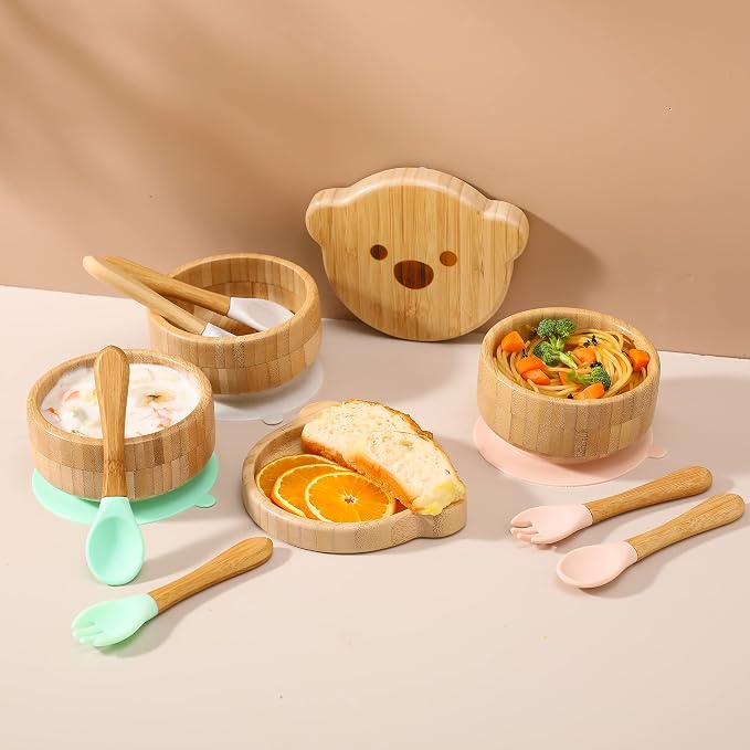 Baby Bowls with Lid, HBM Bamboo Suction Bowls - Image 3
