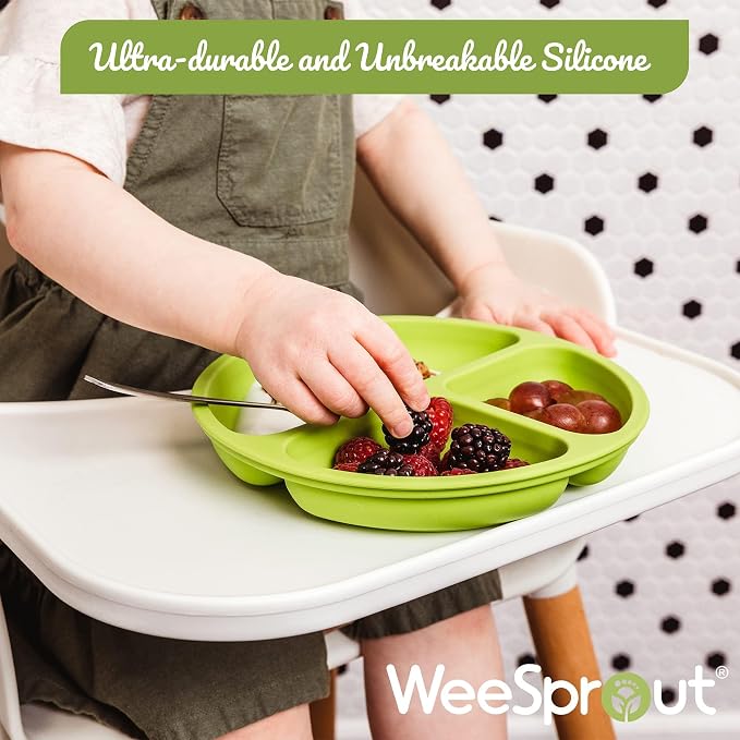 WeeSprout Silicone Plates for Babies & Toddlers 100% Food-Grade Dishes for Self - Image 7