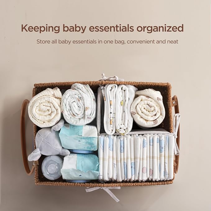 HBlife Diaper Caddy Organizer, Hand-Woven Storage Basket - Image 2