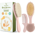 Yoofoss 4 Piece Baby Hair Brush and Comb Set，Wooden Baby Hair Brush by YOOFOSS