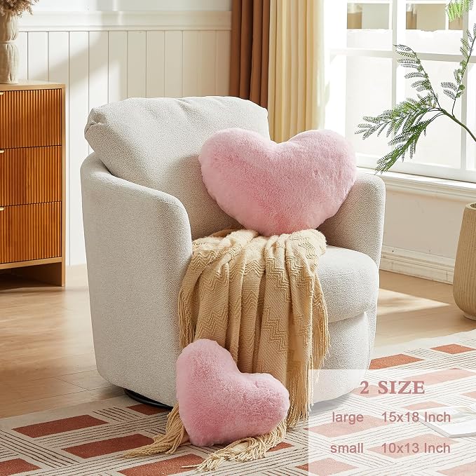 EastTree Heart Pillows, Light Pink Heart Shaped Pillows, Ultra Soft Extra-Large - Image 2