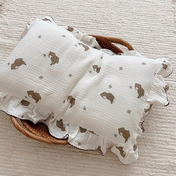 AOJIM Cute Cartoon Pattern Muslin Toddler Kids Pillow Case Super Soft Cotton - Image 2