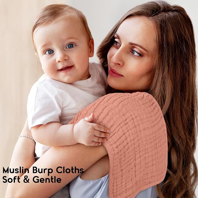 Muslin Burp Cloths for Baby 100% Cotton Burping Cloths for Boys Girls Large - Image 2