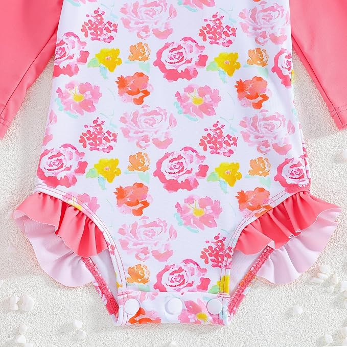 WOLBAY Baby Girl Swimsuit Long Sleeve One Piece Rash Guard - Image 5
