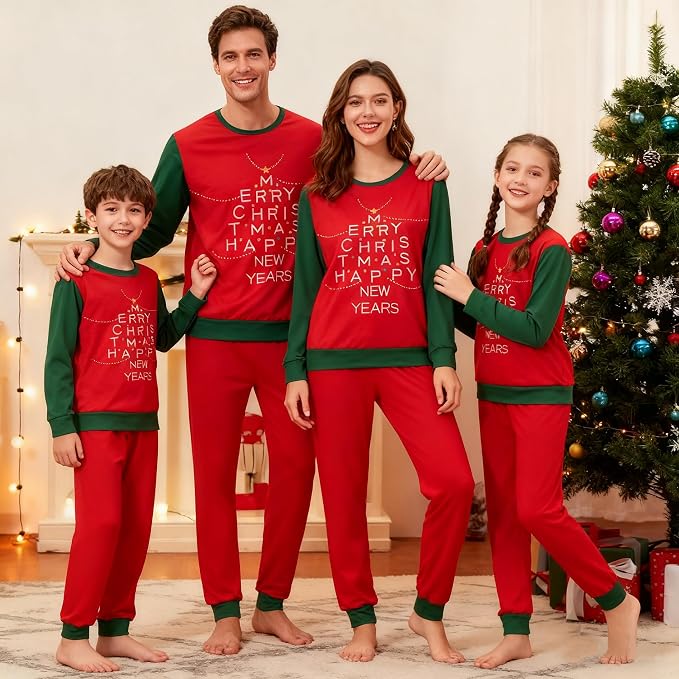 Awoscut Christmas Family Matching Pajamas Christmas Pjs Holiday Nightwear - Image 2