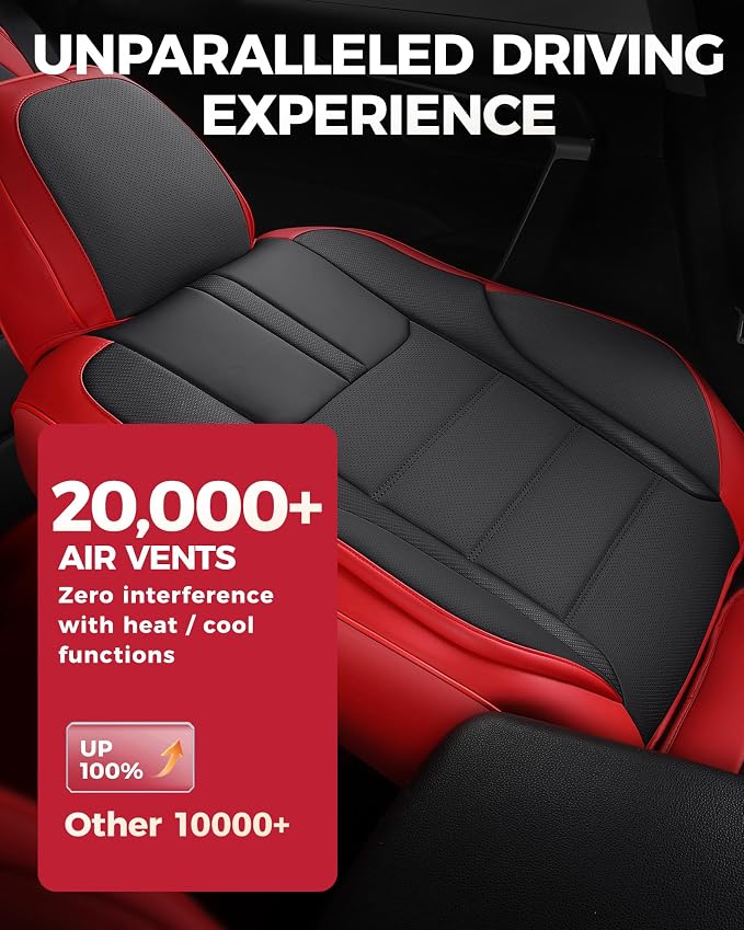 FREESOO Red Black Car Seat Covers Full Set - Image 6