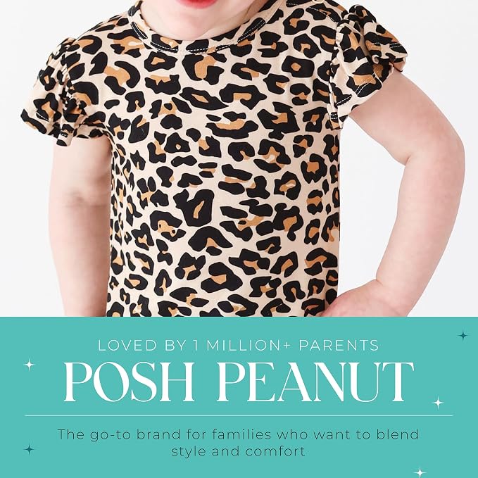 Posh Peanut Baby Girl Pajamas – Ruffled Cap Sleeve Romper PJs – Soft Viscose - Image 5