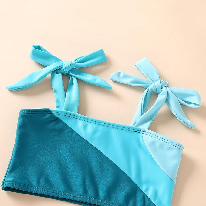 YOUNGER TREE Toddler Girls Two Pieces Swimsuit Color Block Stripe Swimwear - Image 4